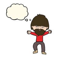 cartoon happy man with beard thought bubble N27