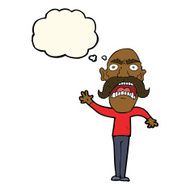 cartoon angry old man with thought bubble N87