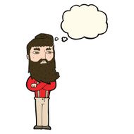 cartoon serious man with beard thought bubble N14