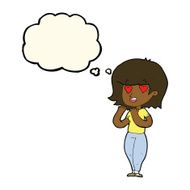cartoon woman in love with thought bubble N7