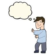 cartoon happy man with thought bubble N289