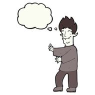 cartoon excited vampire with thought bubble N8