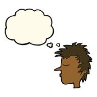 cartoon male face with thought bubble N13