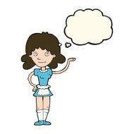 cartoon maid with thought bubble N25