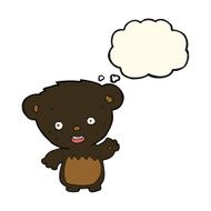 cartoon black bearcub waving with thought bubble N7