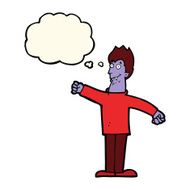 cartoon happy vampire with thought bubble N31