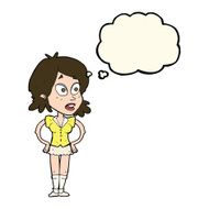 cartoon woman with hands on hips thought bubble N139