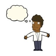 cartoon confused man with thought bubble N24