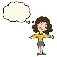 cartoon woman with open arms thought bubble N69
