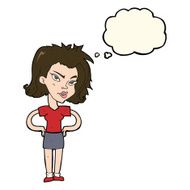 cartoon woman with hands on hips thought bubble N140