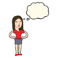 cartoon woman with hands on hips thought bubble N141