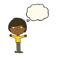 cartoon happy boy with thought bubble N145