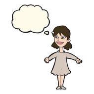 cartoon woman with open arms thought bubble N70