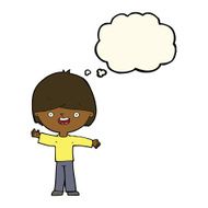 cartoon happy boy with thought bubble N146