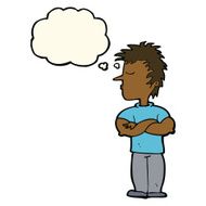 cartoon man refusing to listen with thought bubble N7