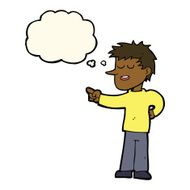 cartoon man pointing with thought bubble N116