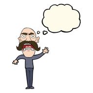 cartoon angry old man with thought bubble N89