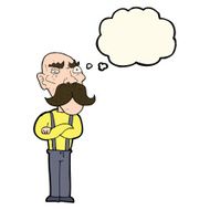 cartoon angry old man with thought bubble N90