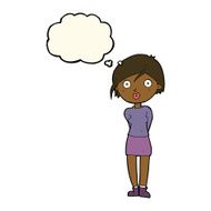 cartoon surprised girl with thought bubble N13