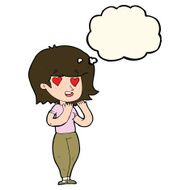 cartoon woman in love with thought bubble N8