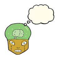 cartoon spooky robot head with thought bubble N8