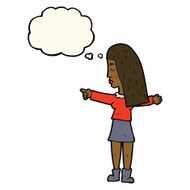 cartoon woman pointing with thought bubble N134