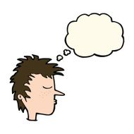 cartoon male face with thought bubble N14