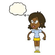 cartoon surprised woman with thought bubble N156