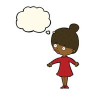 cartoon surprised woman with thought bubble N157