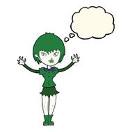 cartoon vampire girl with thought bubble N141