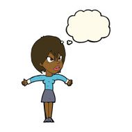 cartoon annoyed girl with thought bubble N13