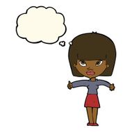 cartoon woman giving thumbs up symbol with thought bubble N43