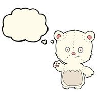 cartoon polar bear cub waving with thought bubble N8