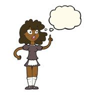 cartoon worried maid with thought bubble N7