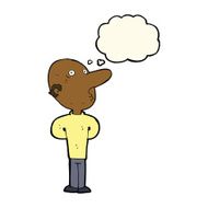 cartoon balding man with thought bubble N13