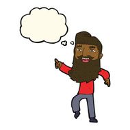 cartoon man with beard laughing and pointing thought bubble N7