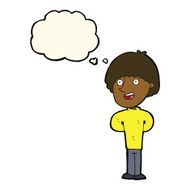 cartoon happy man with thought bubble N290