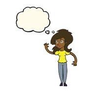 cartoon pretty woman waving with thought bubble N55