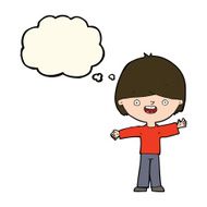 cartoon happy boy with thought bubble N148