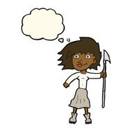 cartoon woman with spear thought bubble N7