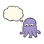 cartoon alien squid face with thought bubble N20