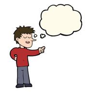 cartoon man pointing with thought bubble N117
