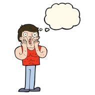 cartoon shocked gym man with thought bubble N14