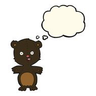 cute black bear cartoon with thought bubble N7