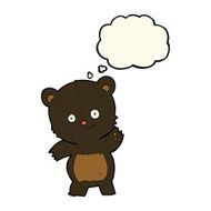 cute black bear cartoon with thought bubble N8