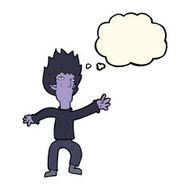 cartoon vampire with thought bubble N78