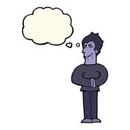 cartoon vampire with thought bubble N79