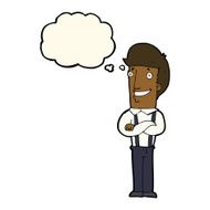 cartoon proud man with thought bubble N19