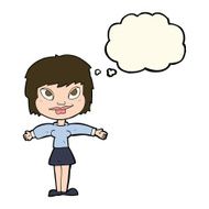 cartoon woman with open amrs thought bubble N8