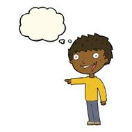 cartoon happy boy laughing with thought bubble N18